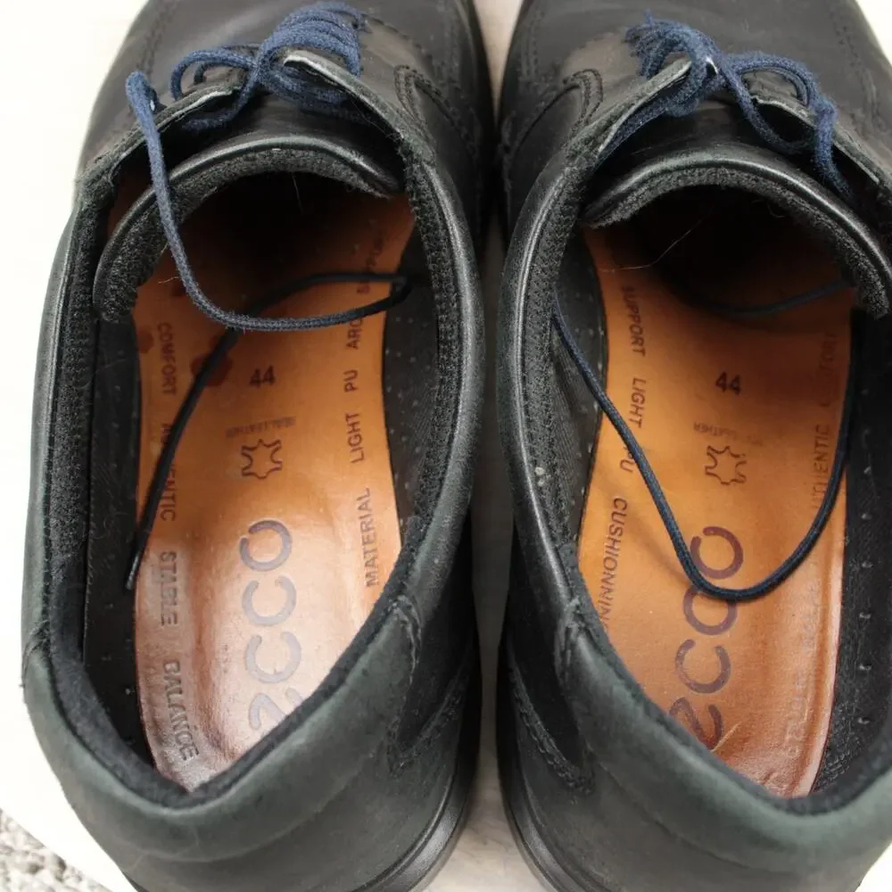 ECCO Black Leather Oxford Shoes Mens 11 Comfort Dress Lace Up
